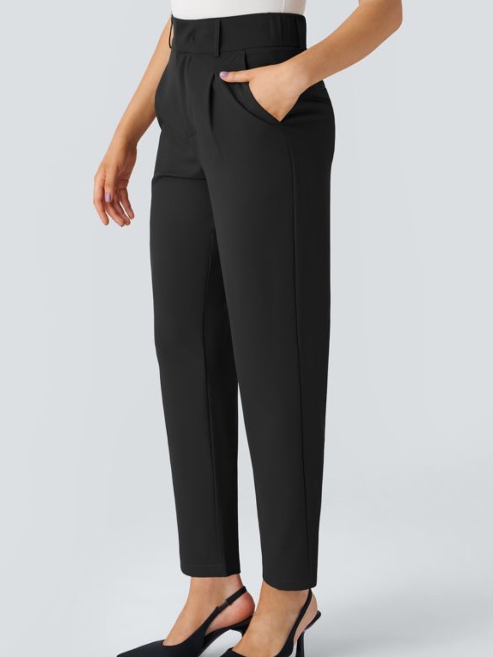 HALARA Black High-Rise Tapered Work Trousers